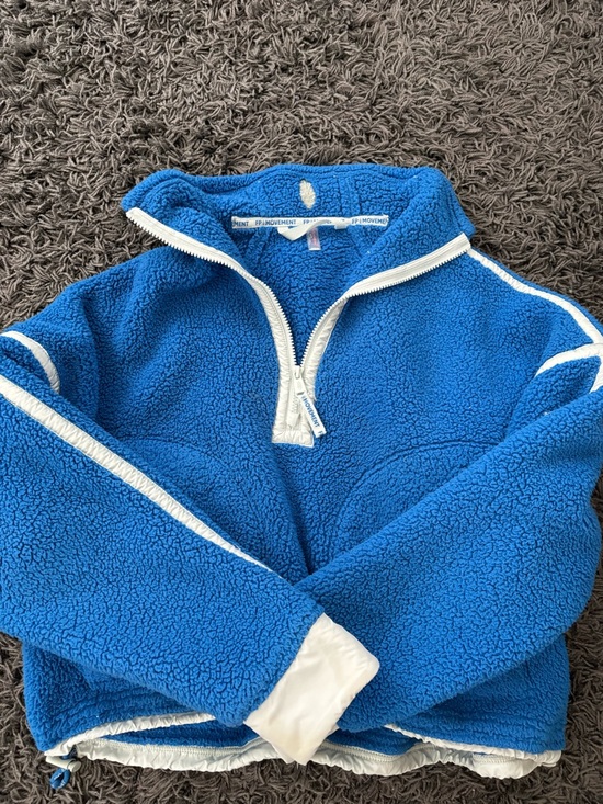 FP Movement by Free People Jackets & Blazers - FP Movement  Blue Sherpa Half-Zip Pullover with Light Blue Trim